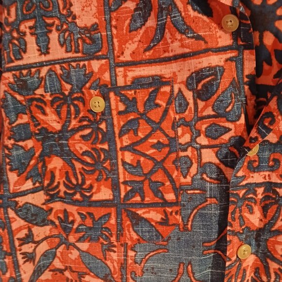 Volcom Men's Short Sleeve Button Up Orange Blue SZ M EUC - Picture 3 of 8